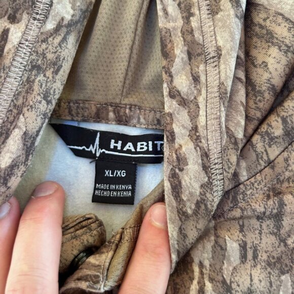Habit 1/4 Button Snap Hoodie Pullover Camo Sweatshirt Hunting Scent Factor SZ XL - Picture 6 of 8